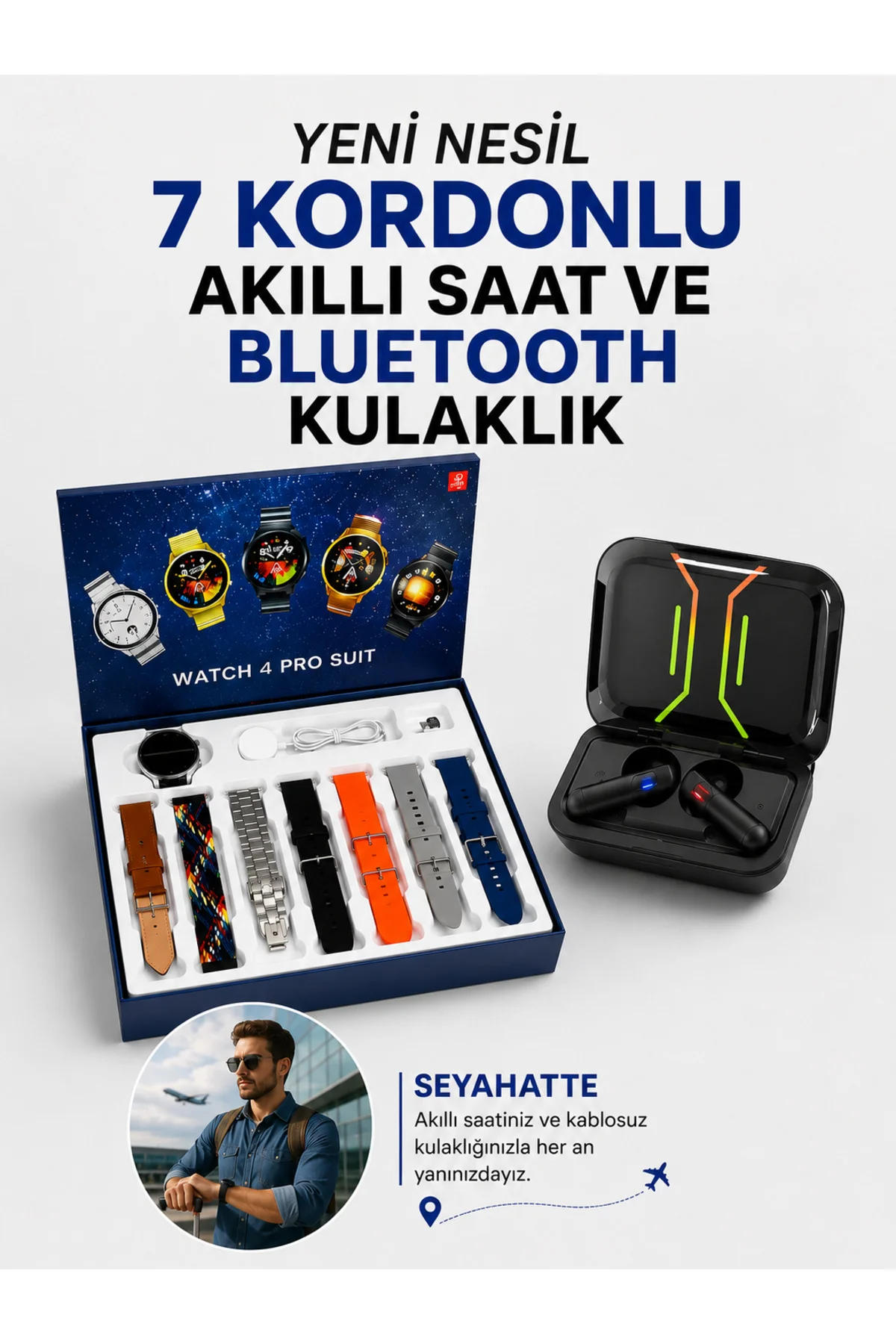 2025 Model Kablosuz Kulaklık ve Yeni Nesil Akıllı Saat Metal Kayış Plastik Kayış