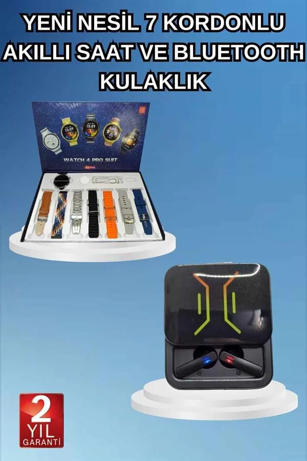 2025 Model Kablosuz Kulaklık ve Akıllı Saat Seti - Spor İçin ANC Destekli 2 Yıl Garantili