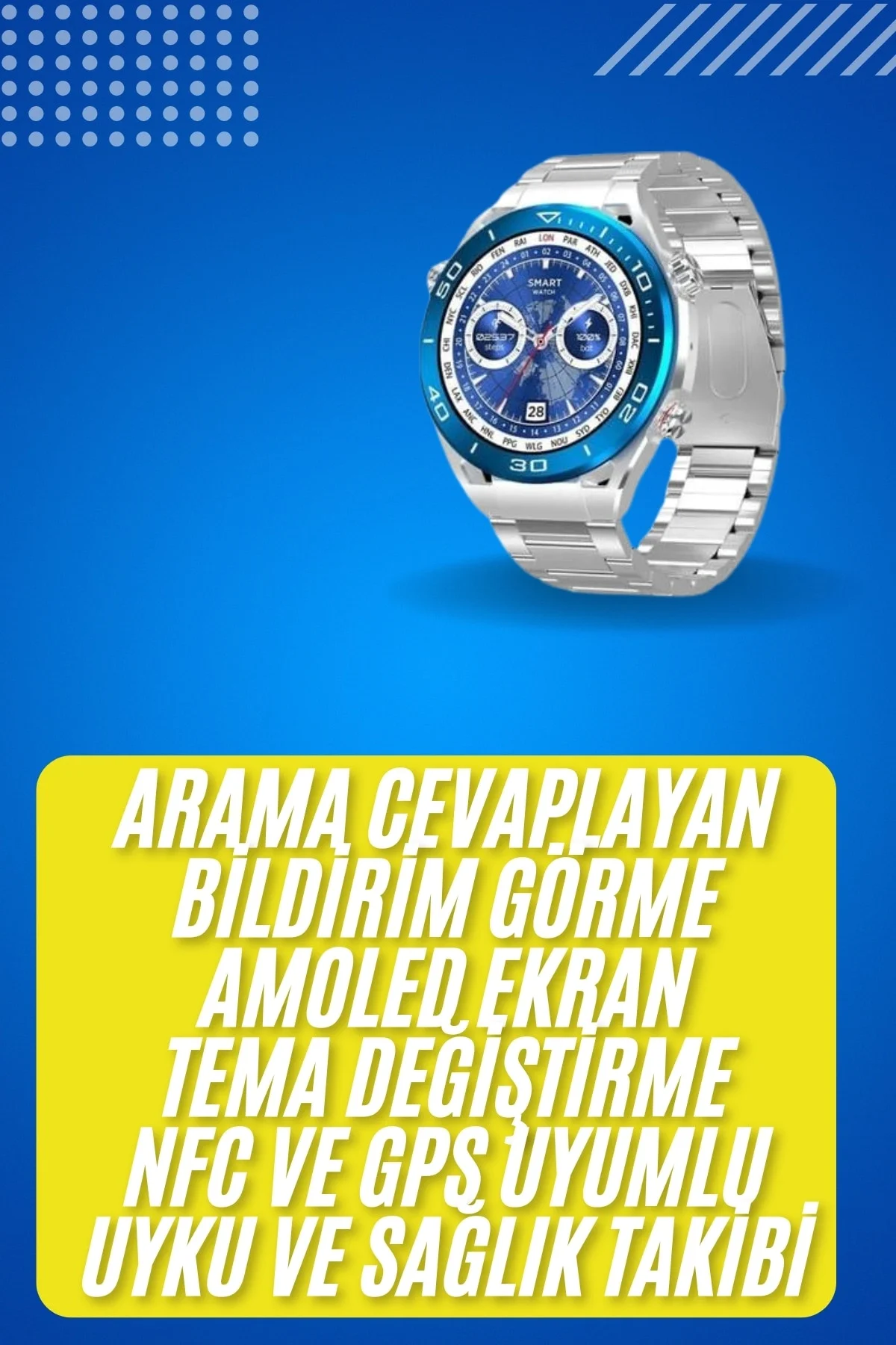 2025 Model Yuvarlak Ekran Android ve İOS Uyumlu GPS Takibi Yapabi