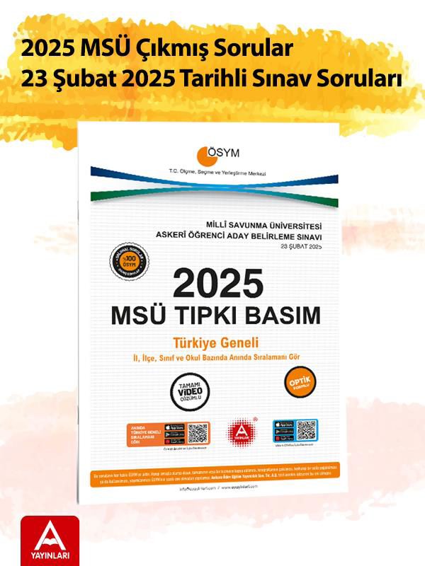 2025 MSÜ Çıkmış Sorular-Tıpkı Basım-Bire Bir ÖSYM-23 Şubat 2025 T