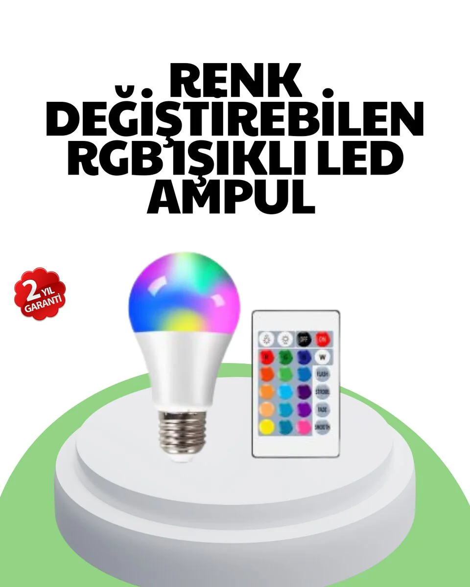 2025 RGB LED Ampul Uzaktan Kumandalı - A+ Enerji Tasarrufu ve Renkli Işık