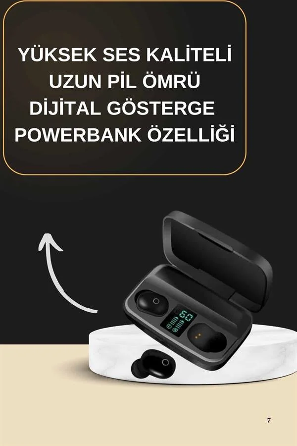 2025 Yeni Model Bluetooth TWS Kulaklık - 5.0 Bluetooth Stereo Ses, 1800mAh Şarj Kutusu