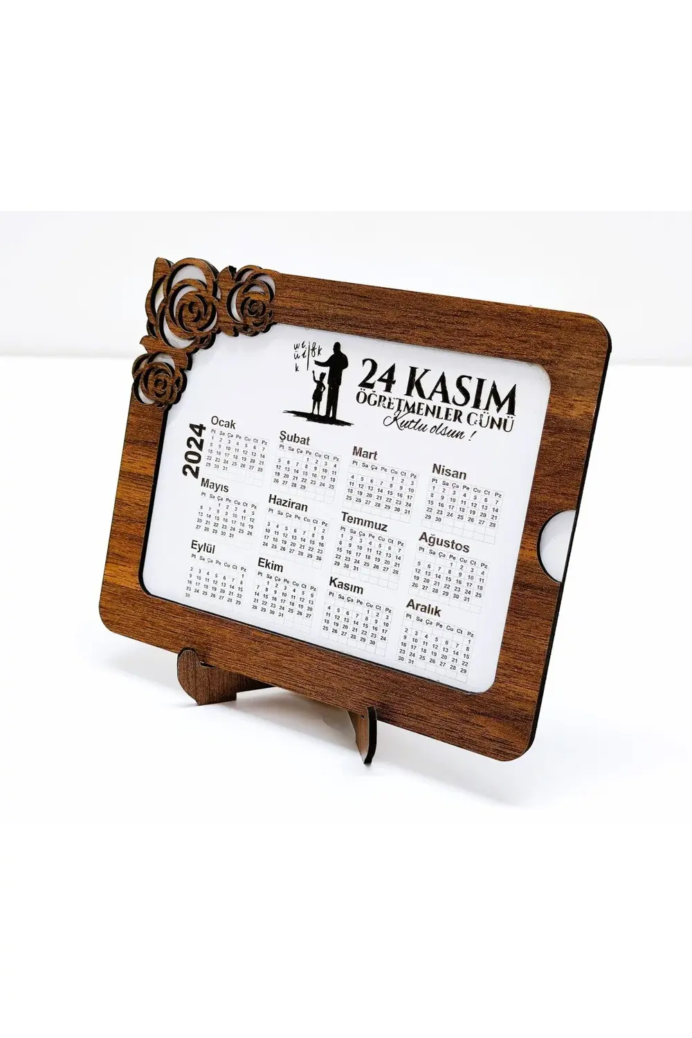 2025 Yılı Masa Takvimi - 3 Mm Mdf Ahşap - Öğretmenler Günü Konsep