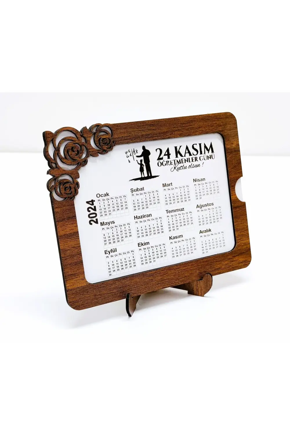 2025 Yılı Masa Takvimi - 3 Mm Mdf Ahşap - Öğretmenler Günü Konsep