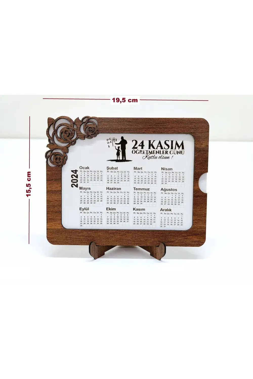 2025 Yılı Masa Takvimi - 3 Mm Mdf Ahşap - Öğretmenler Günü Konsep