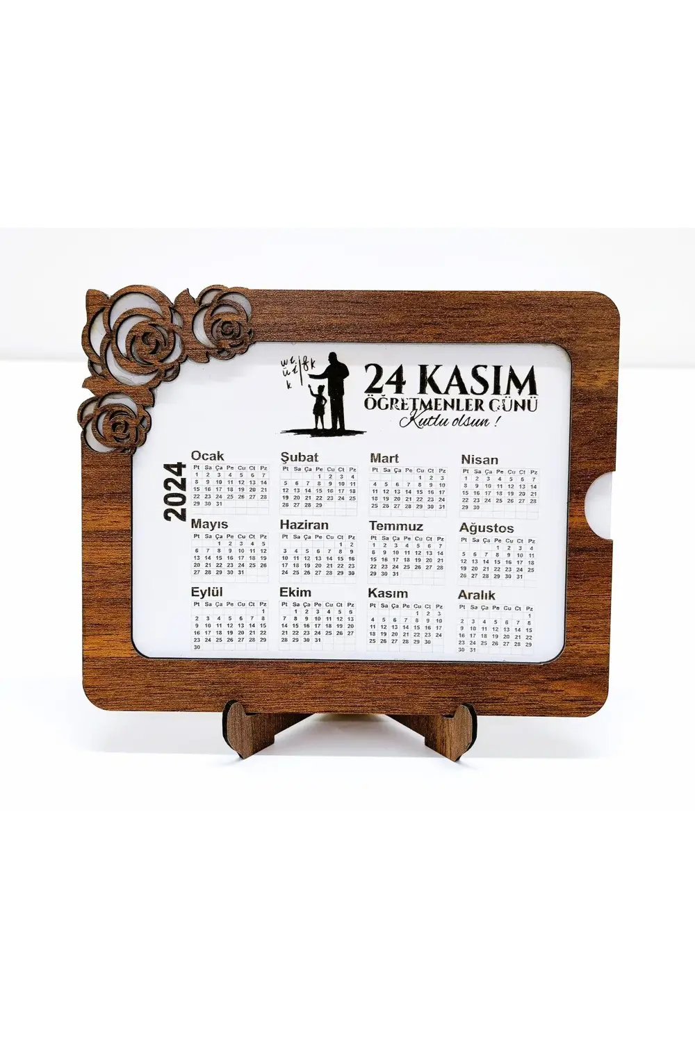 2025 Yılı Masa Takvimi - 3 Mm Mdf Ahşap - Öğretmenler Günü Konsep