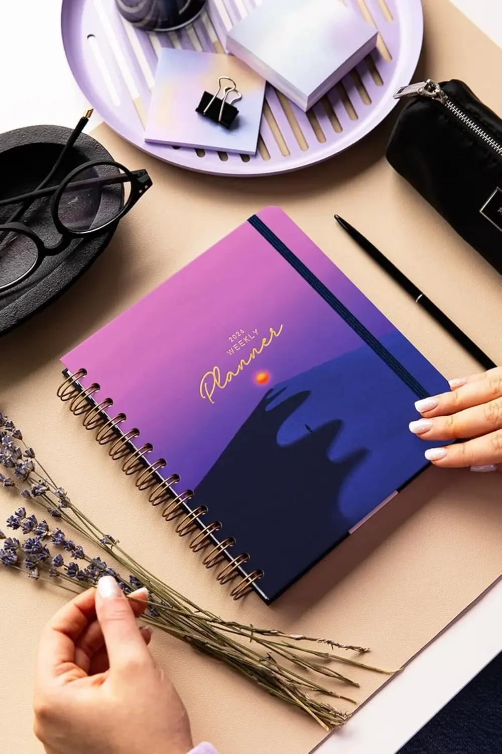 2026 18x20 Spiralli Haftalık Kare Ajanda 12 Aylık - Gün Batımı 11