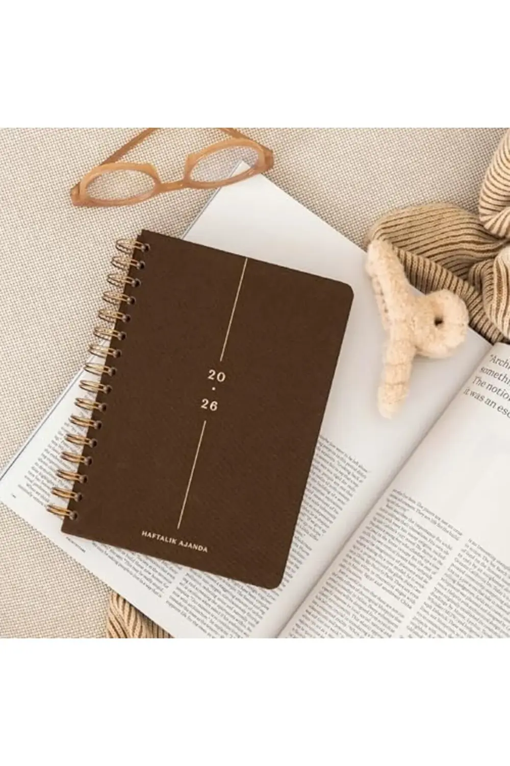 2026 A5 Spiralli Haftalık Ajanda 12 Aylık - Kahverengi 395519