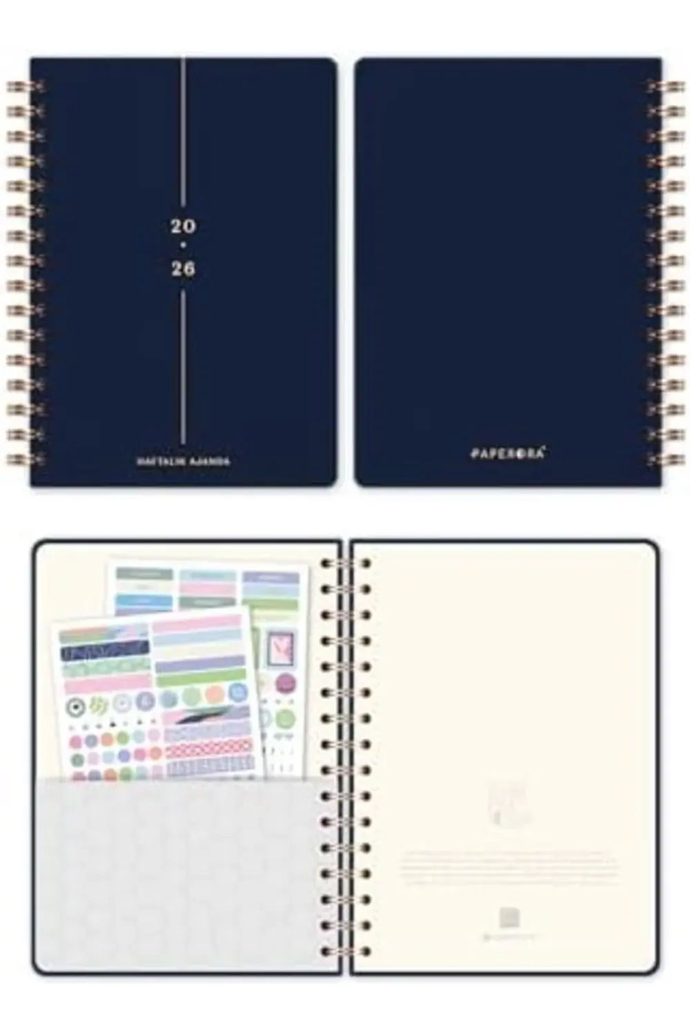 2026 A5 Spiralli Haftalık Ajanda 12 Aylık - Lacivert 395519