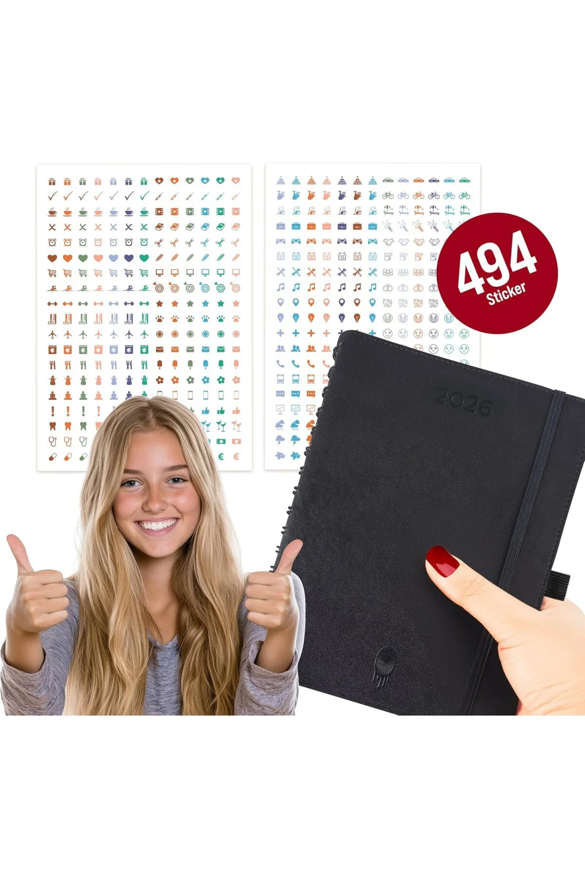 2026 Ajanda, A5 Spiralli Deri Planlayıcı, 14 Aylık Akademik Ajand