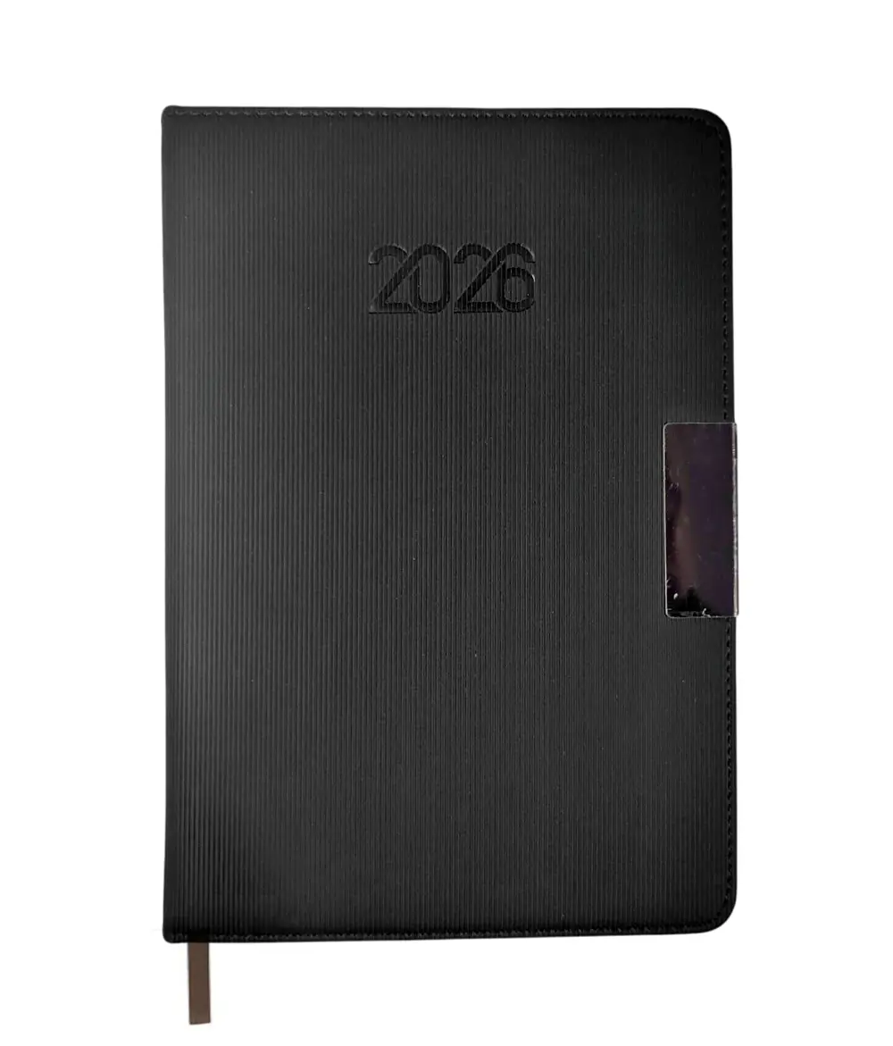 2026 Ajanda Dokulu Günlük Ajanda A5 (15x21 cm) - Siyah