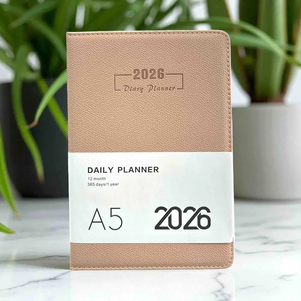 2026 Ajanda Pastel Renkli Dokulu Günlük Ajanda A5 (15x21 cm) - Nu