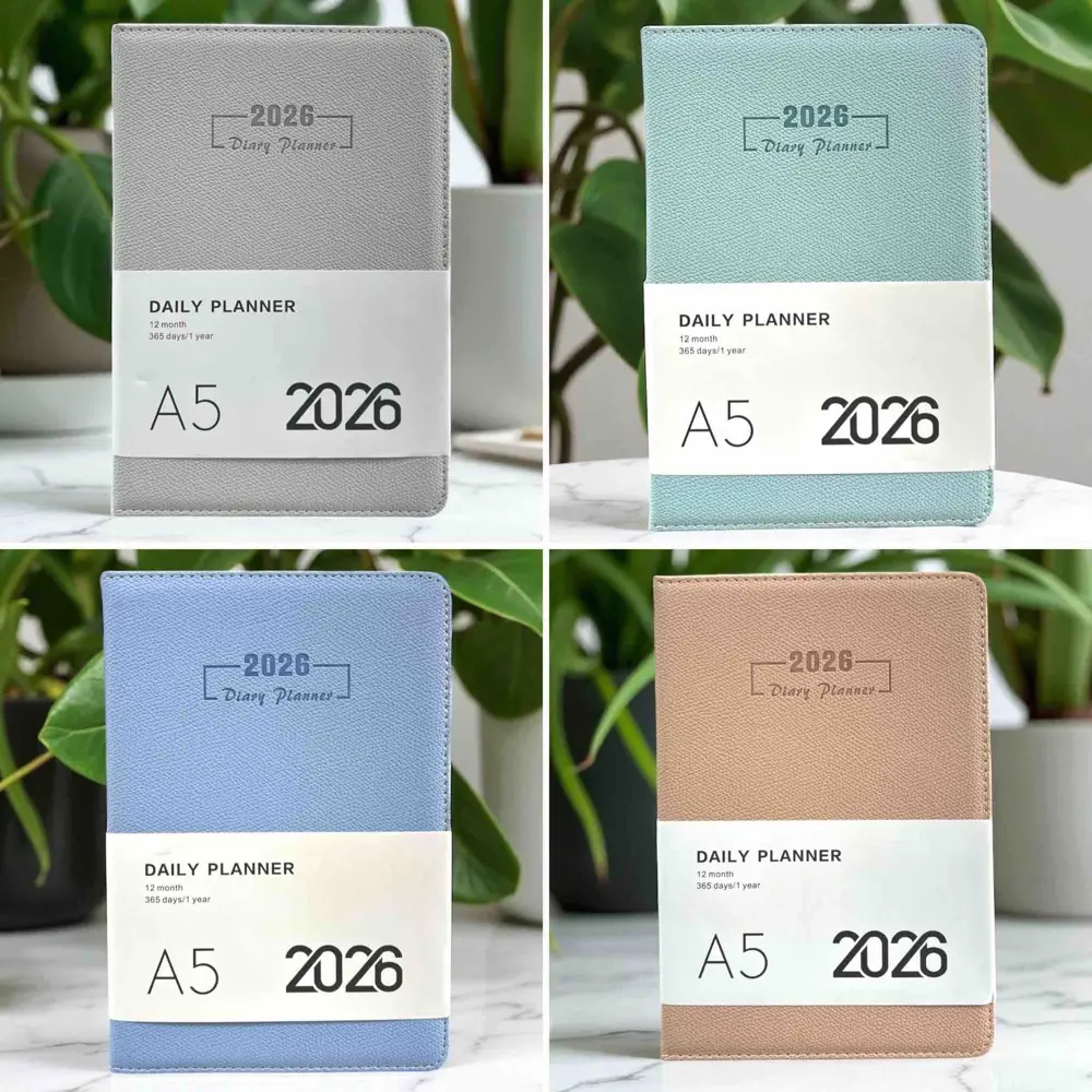 2026 Ajanda Pastel Renkli Dokulu Günlük Ajanda A5 (15x21 cm) - Gr