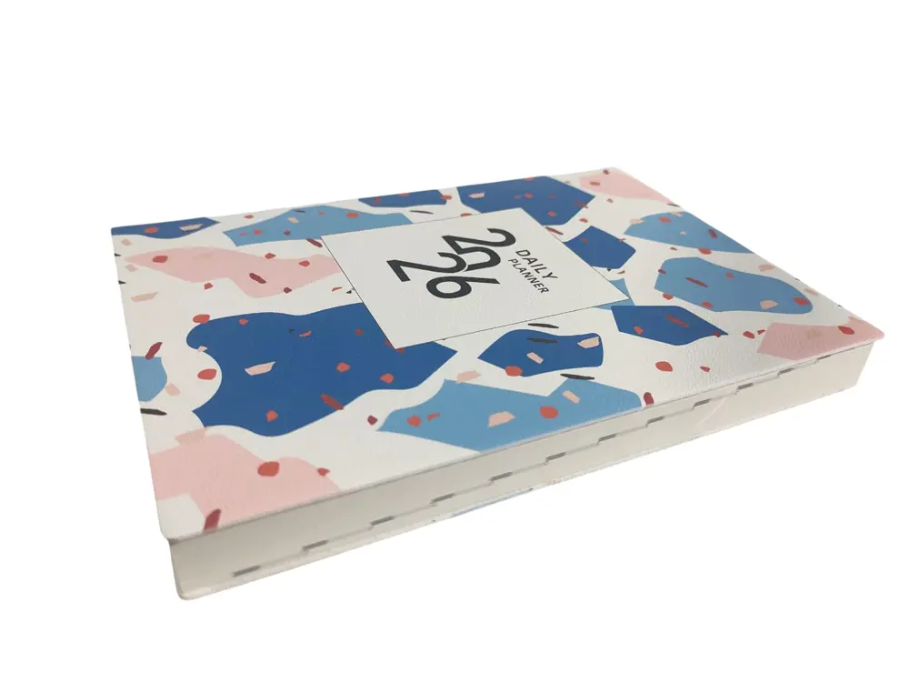 2026 Ajanda Pembe-Mavi Soyut Desenli Günlük Ajanda A5 (15x21 cm) 