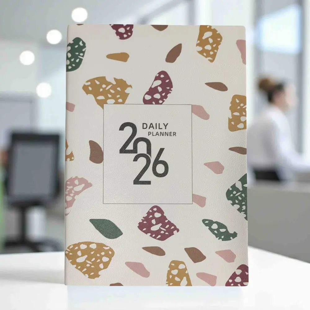 2026 Ajanda Soyut Desenli Günlük Ajanda A5 (15x21 cm) - Kahvereng