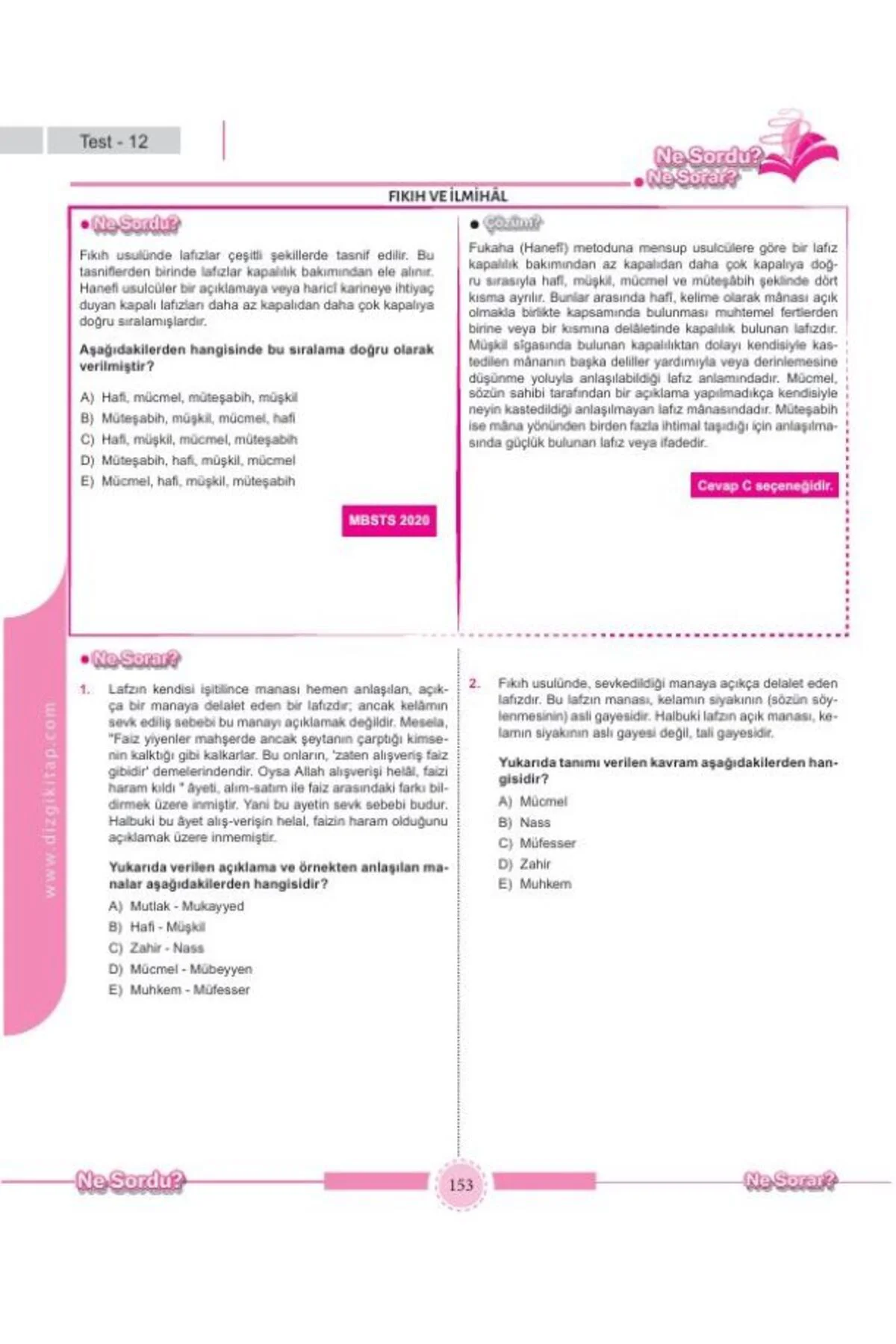 2026 DİB MBSTS Tamamı Pdf Çözümlü Soru Bankası Zarif Muallime Esra Işık Kulp