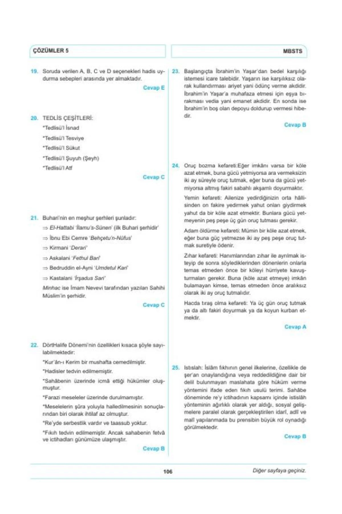 2026 DİB MBSTS Tamamı Çözümlü 7 Deneme Sınavı Esra Işık Kulp Zarif Muallime