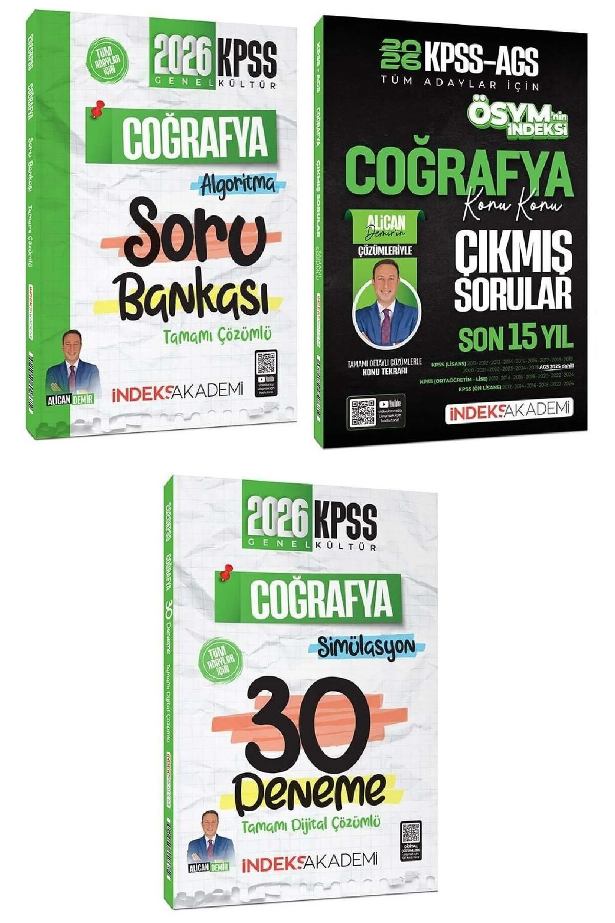 2026 KPSS Coğrafya Soru Bankası + Çıkmış Sorular + 30 Deneme 3 lü Set - Alican Demir