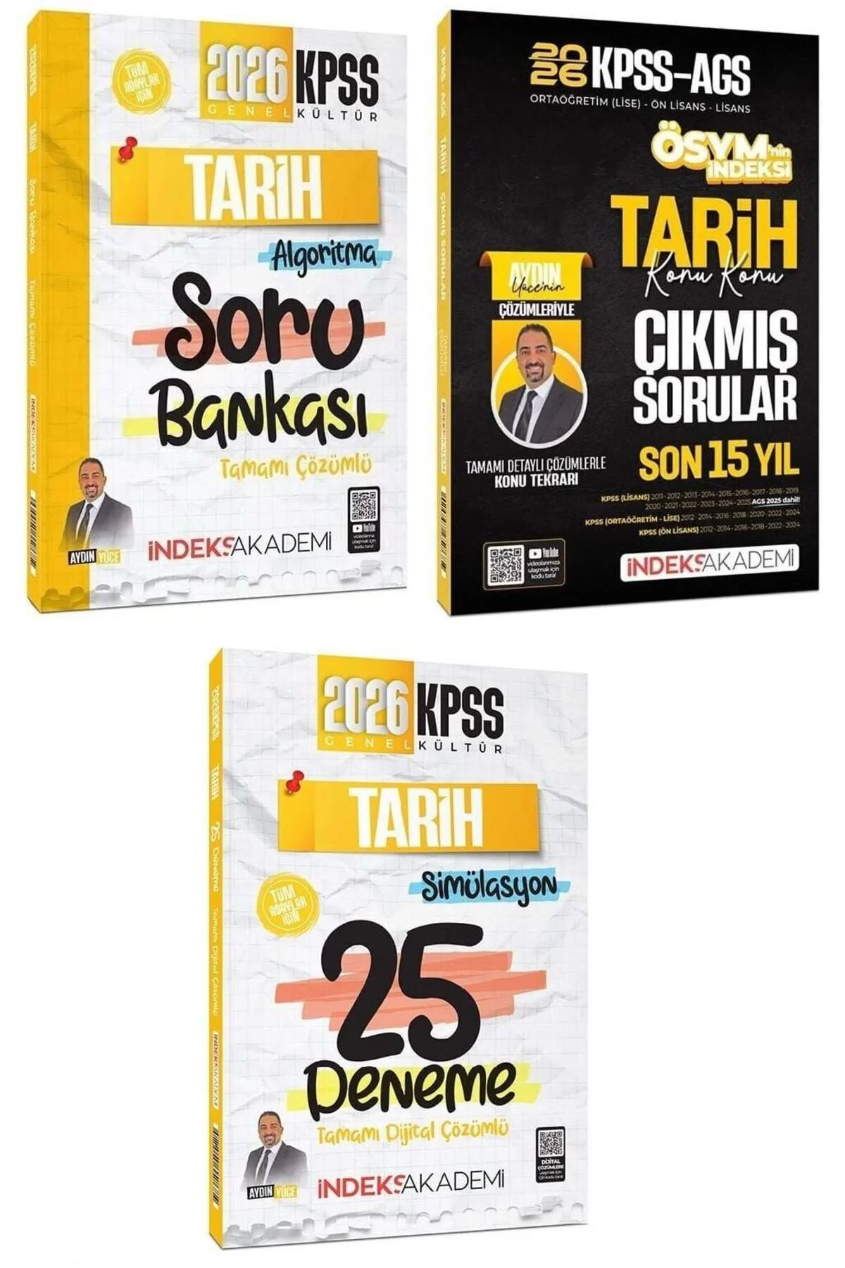 2026 KPSS Tarih Algoritma Soru Bankası + Çıkmış Sorular + 25 Deneme 3 lü Set - Aydın