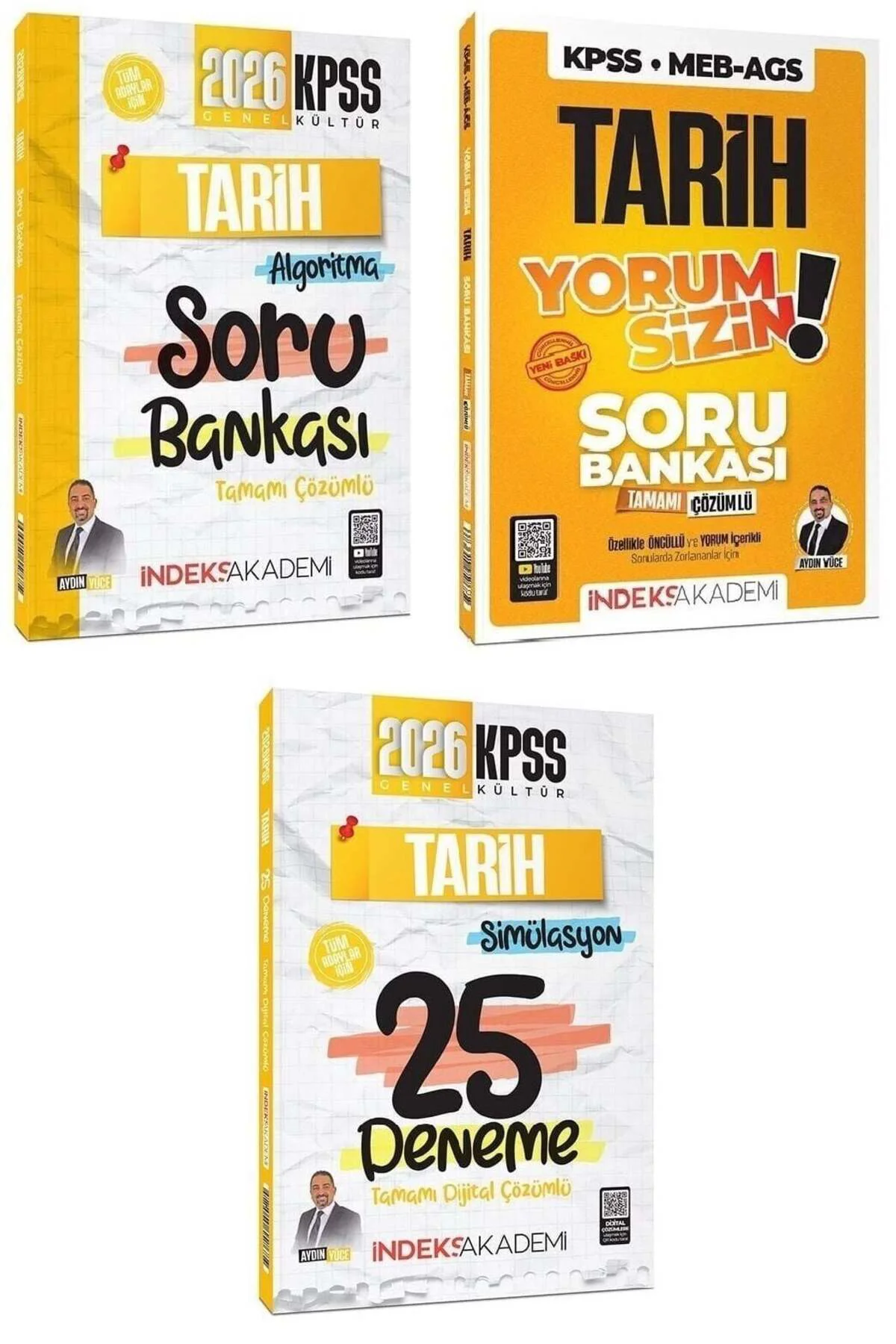 2026 KPSS Tarih Algoritma + Yorum Sizin Soru Bankası + 25 Deneme 3 lü Set - Aydın Yüc