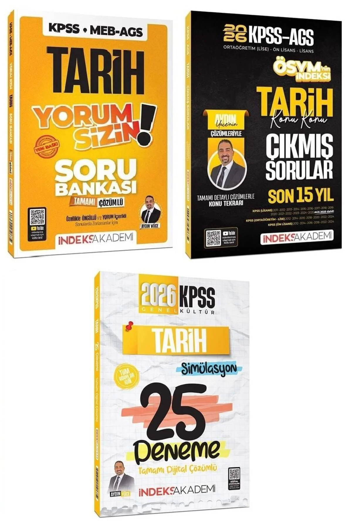 2026 KPSS Tarih Yorum Sizin Soru Bankası + Çıkmış Sorular + 25 Deneme 3 lü Set - Aydı