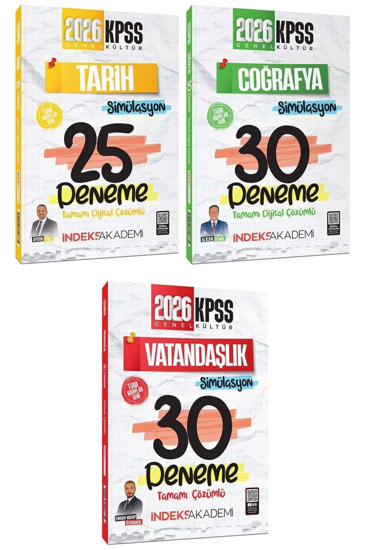 2026 KPSS Tarih+Coğrafya+Vatandaşlık Simülasyon 85 Deneme 3 lü Set Yay