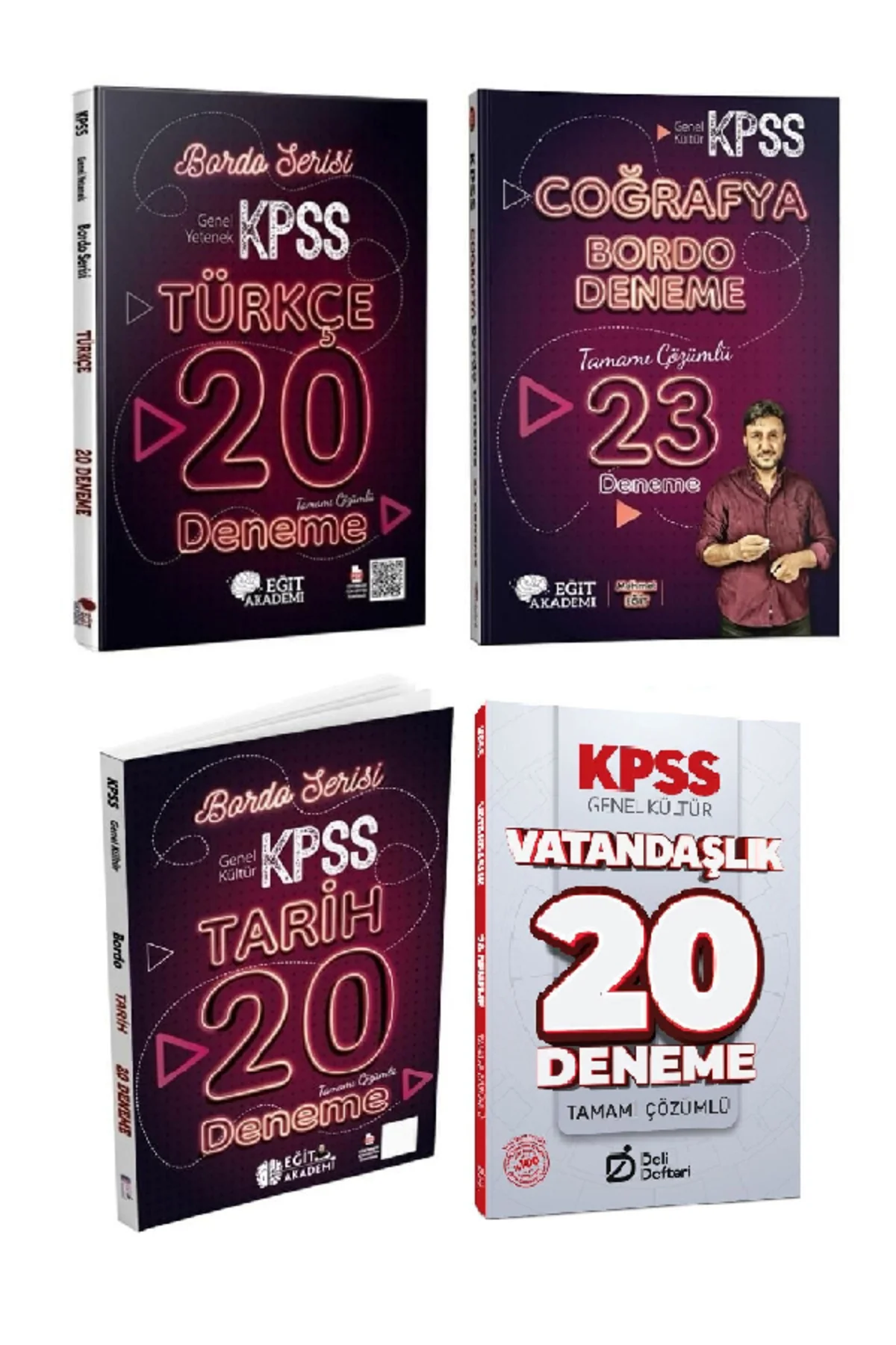 2026 KPSS Türkçe + Tarih + Coğrafya Bordo 63 Deneme + Deli Defter