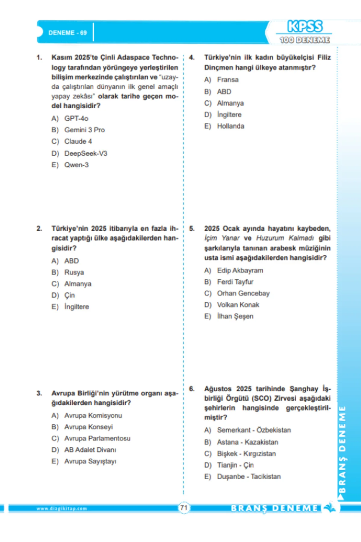 2026 KPSS ve Tüm Kurum Sınavları Güncel Bilgiler Tamamı PDF Çözümlü 100 Deneme Sınavı Özlem Örel