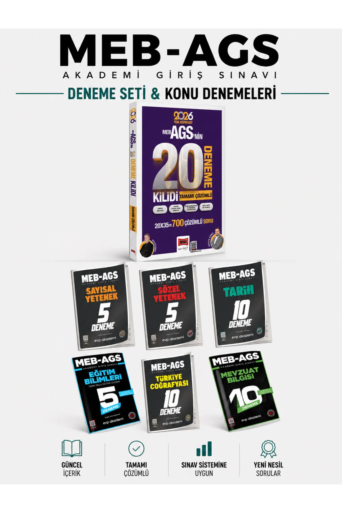 2026 MEB-AGS 20 Deneme & EVP Akademi MEB AGS 45 Deneme Seti