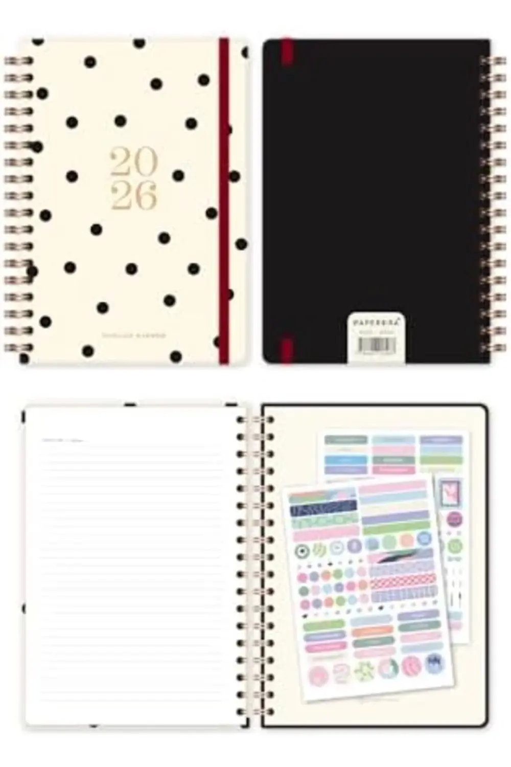 2026 Spiralli Günlük Ajanda 12 Aylık – 17x24 cm Puantiye 1178227