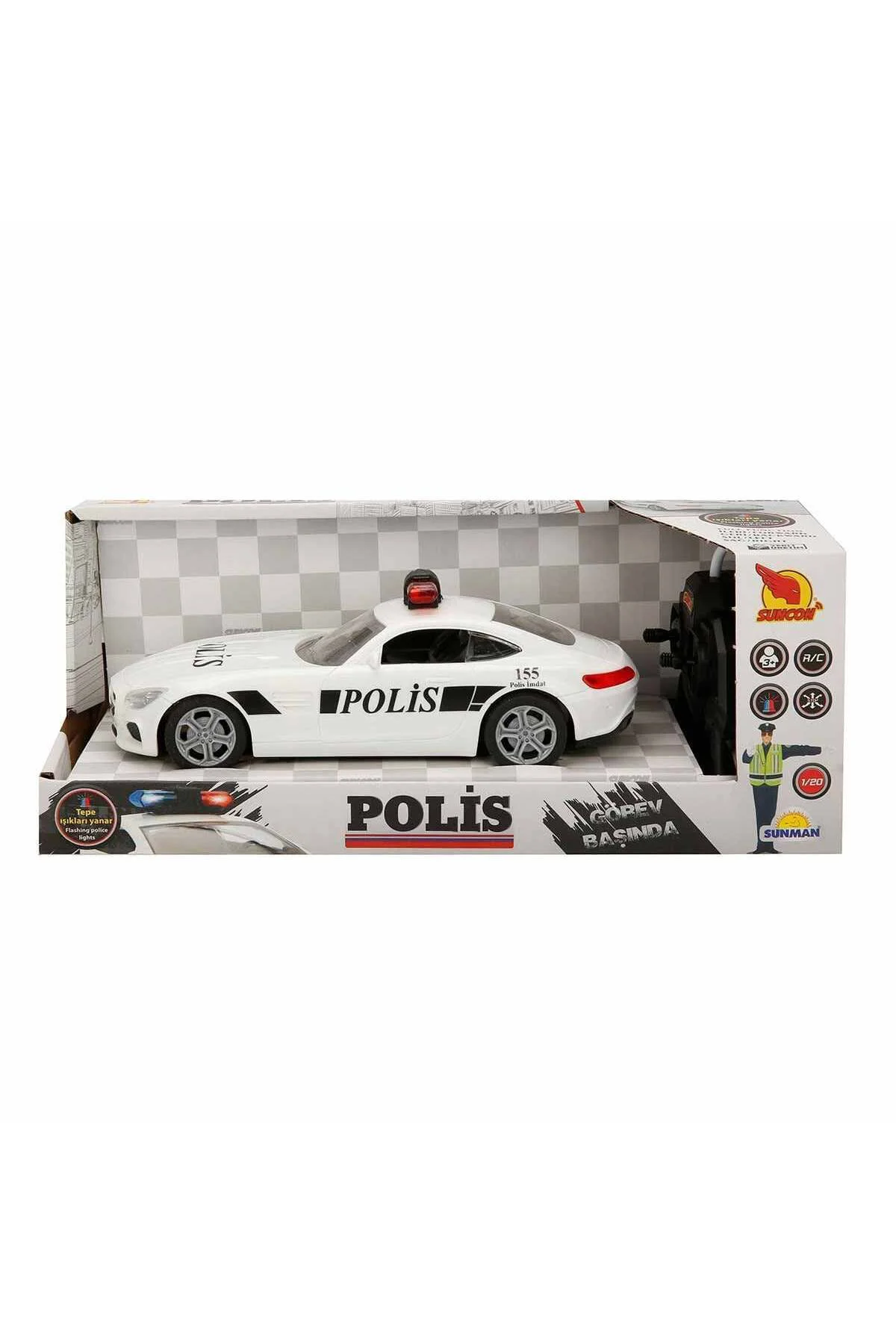20357 Uzaktan Kumandalı Suncon Işıklı Polis Arabası 21 Cm