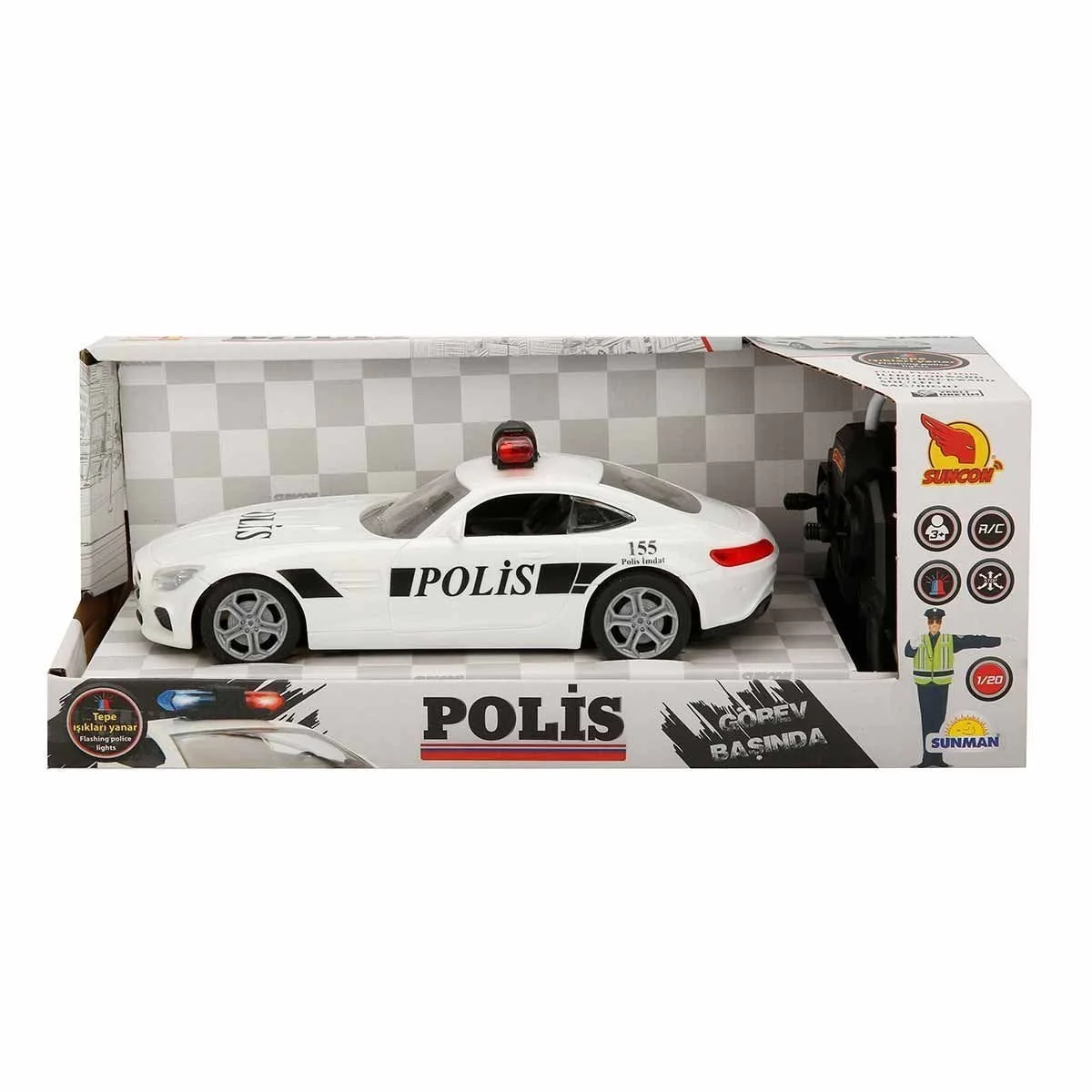 20357 Uzaktan Kumandalı  Işıklı Polis Arabası 21 cm - 1 Adet Stokta Olan Gönderilir