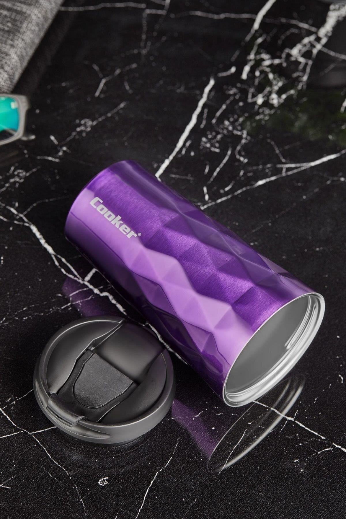 2048 Lüx 350 Ml Prizma Çelik Termos Mug Kupa Mor