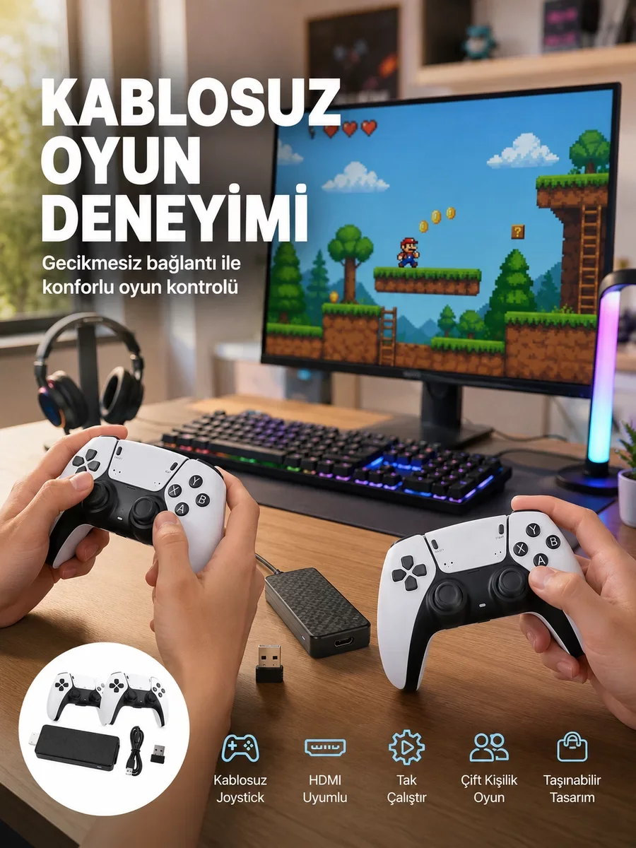20600 Oyunlu Retro Oyun Konsolu Kablosuz Joystick Yeni Nesil 4K HDMI Destekli