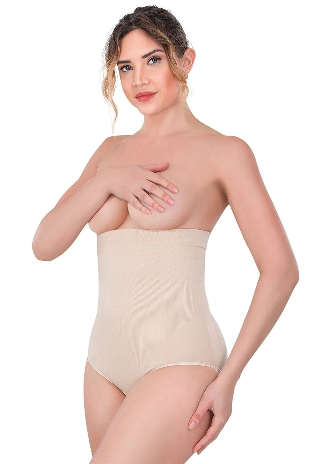 2080 Kadın Seamless Agraflı Slip Korse Ten