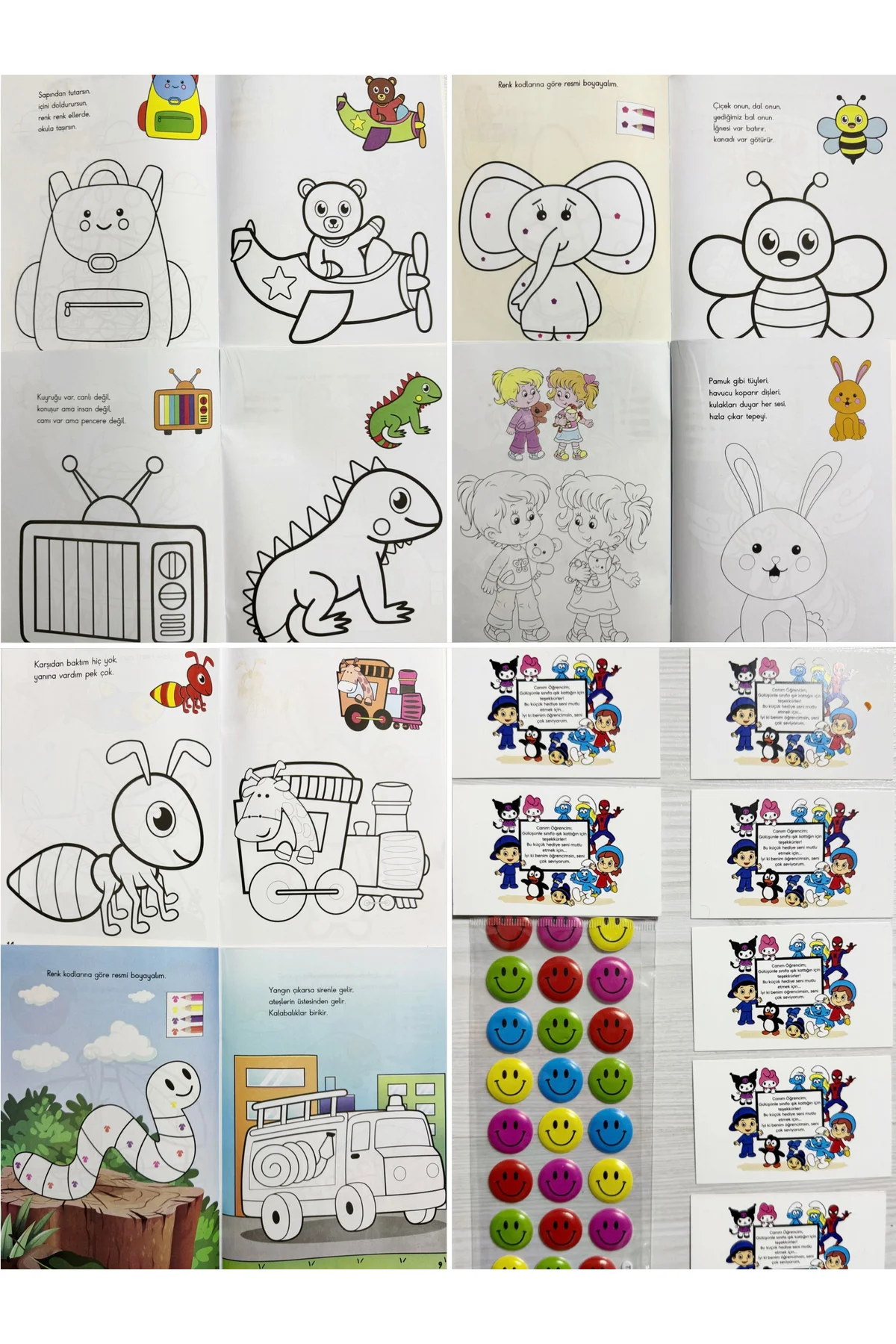 20’li Boyama Kitabı Hediyelik Karne Hediyesi Stickerli Notlu Öğre