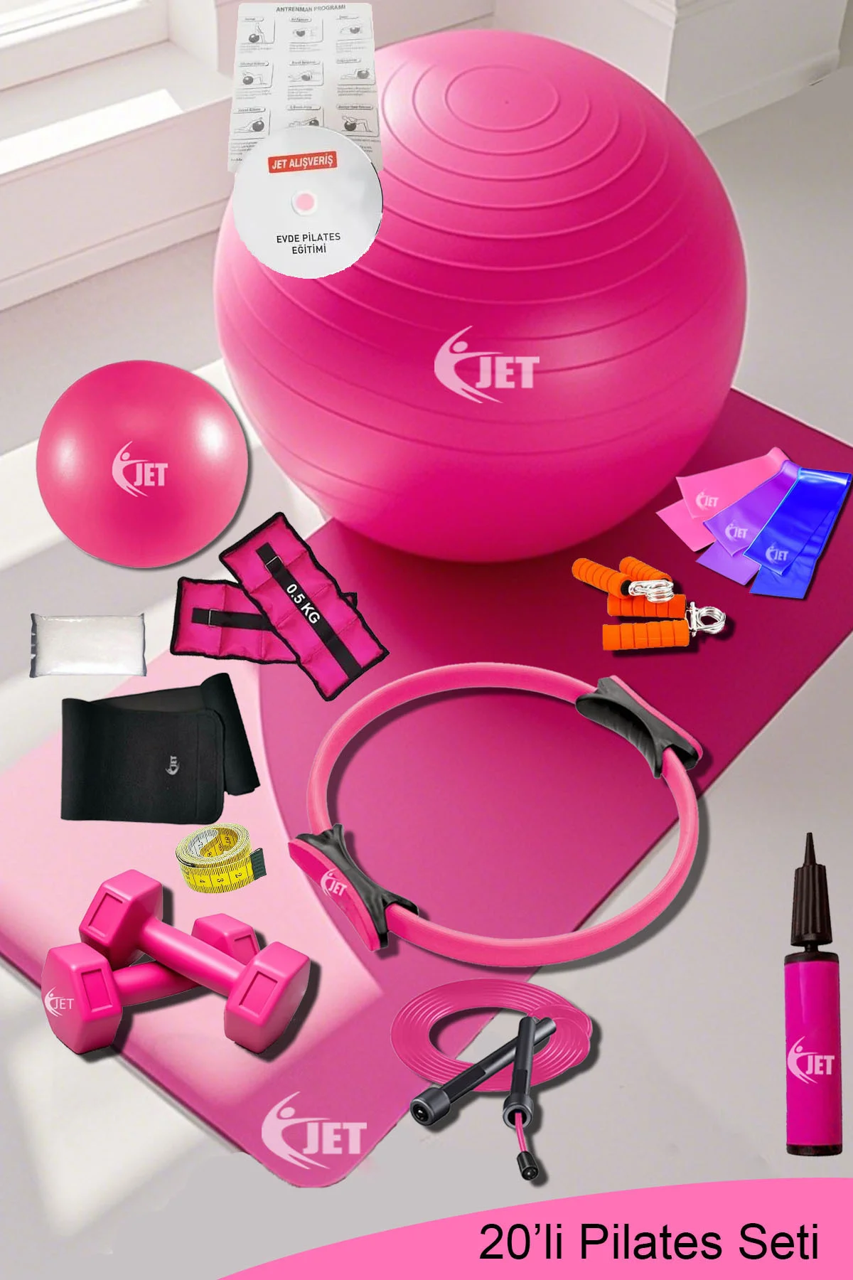20'li Ev Salon Pilatesi Seti Pilates Topu 3 Lü Bant Pilates Lasti