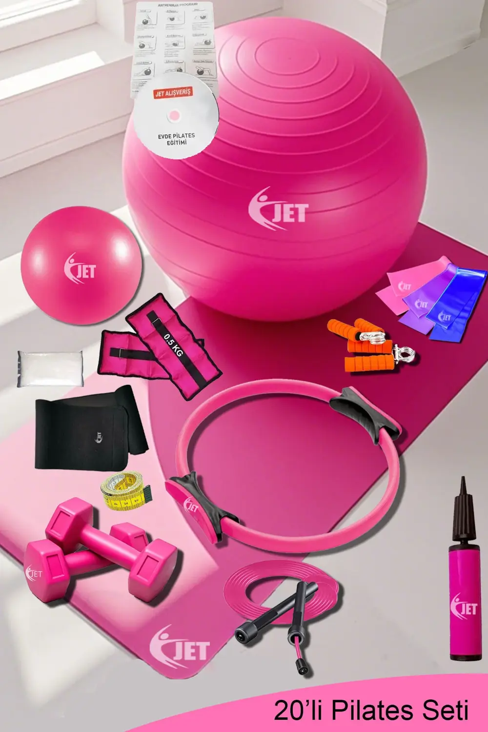 20'li Ev Salon Pilatesi Seti Pilates Topu 3 Lü Bant Pilates Lasti