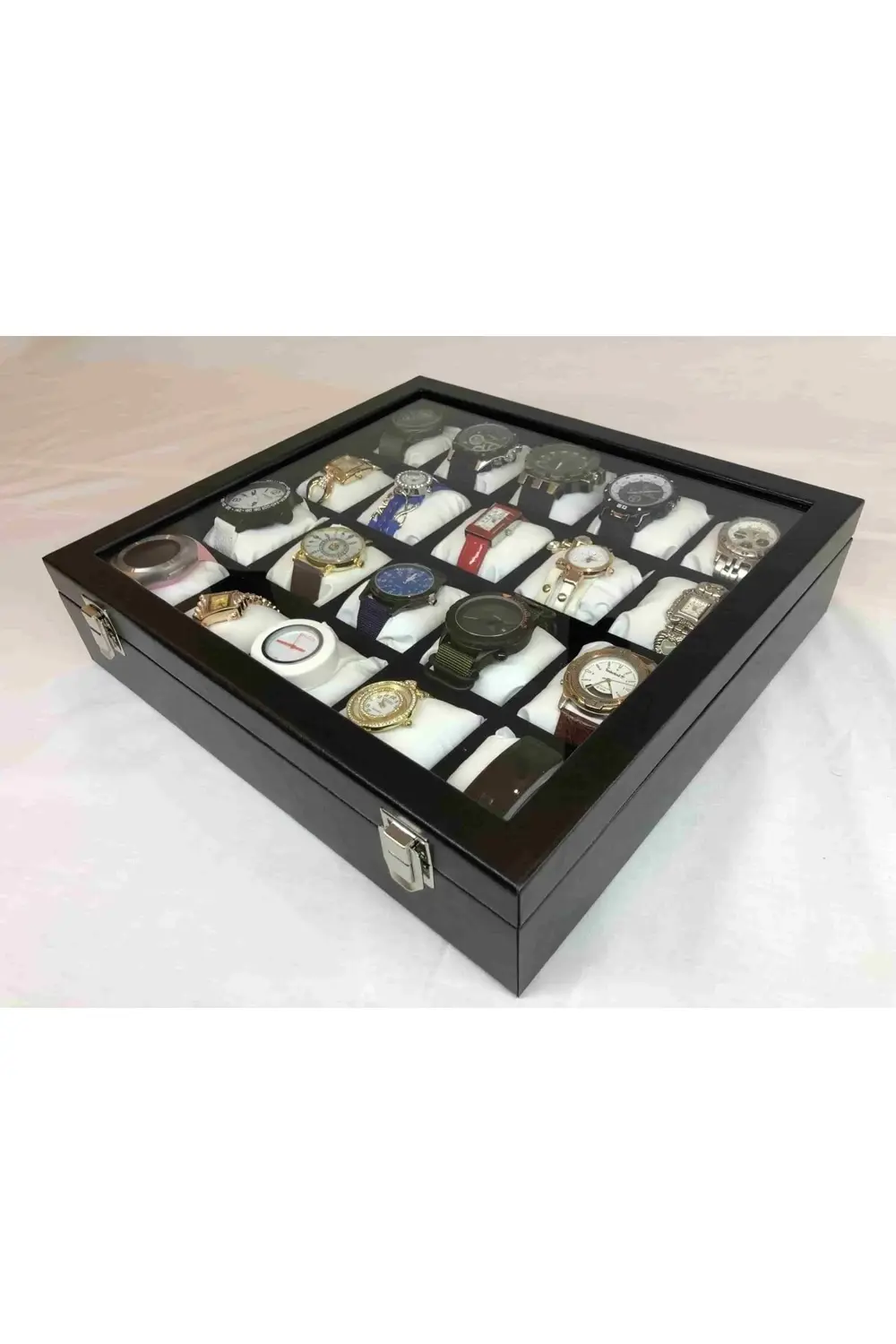 20li Görsel Cam Kapaklı Ahşap Iskelet Suni Deri Kaplı Modern Şık