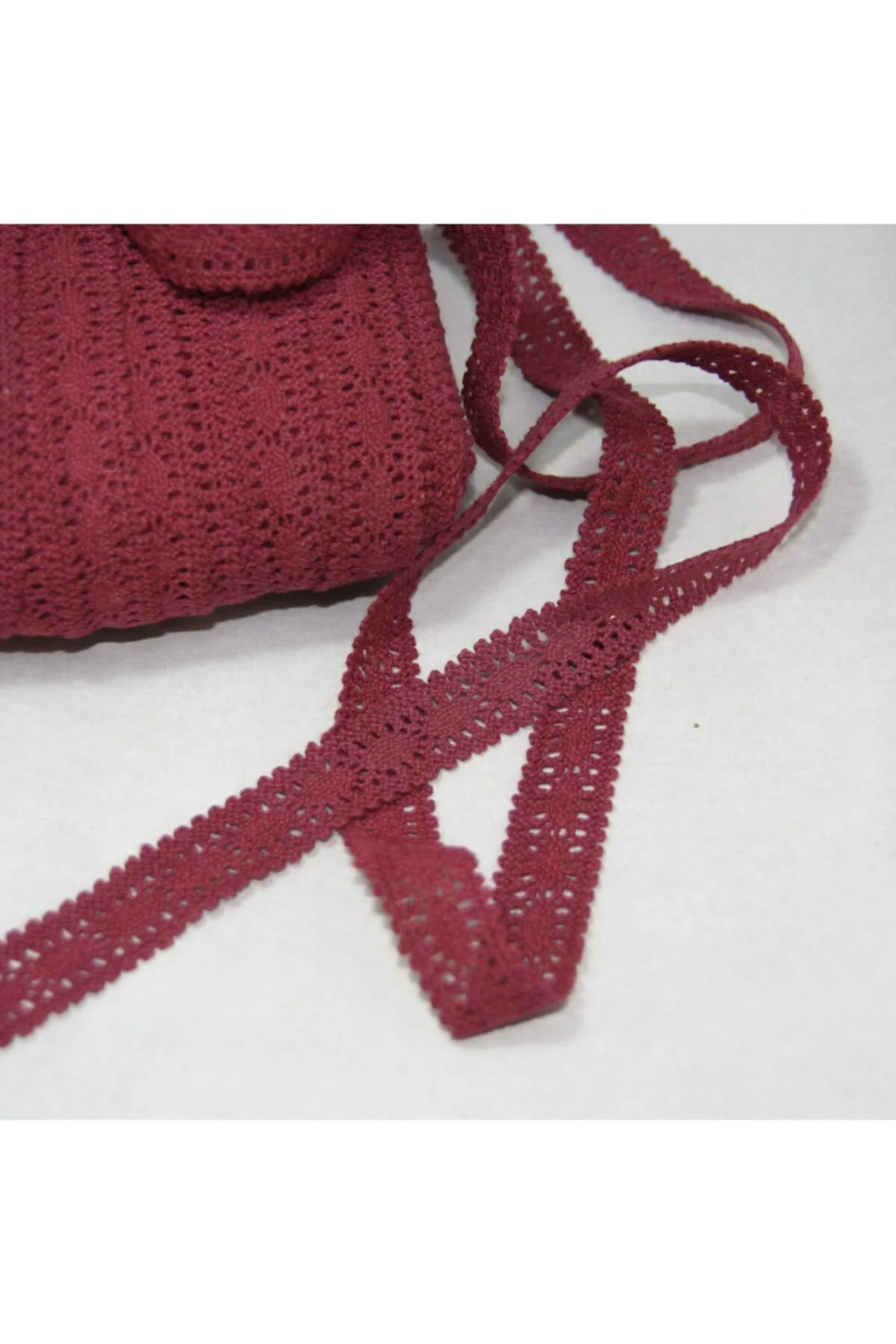 20mm Bordo Renkli Pamuklu Dantel (34516)