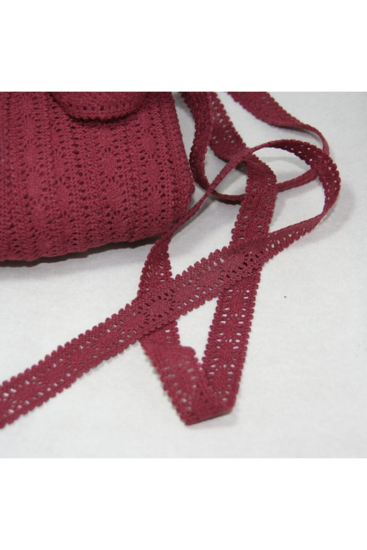 Tuhafiyecimiz 20Mm Bordo Renkli Pamuklu Dantel (34516)