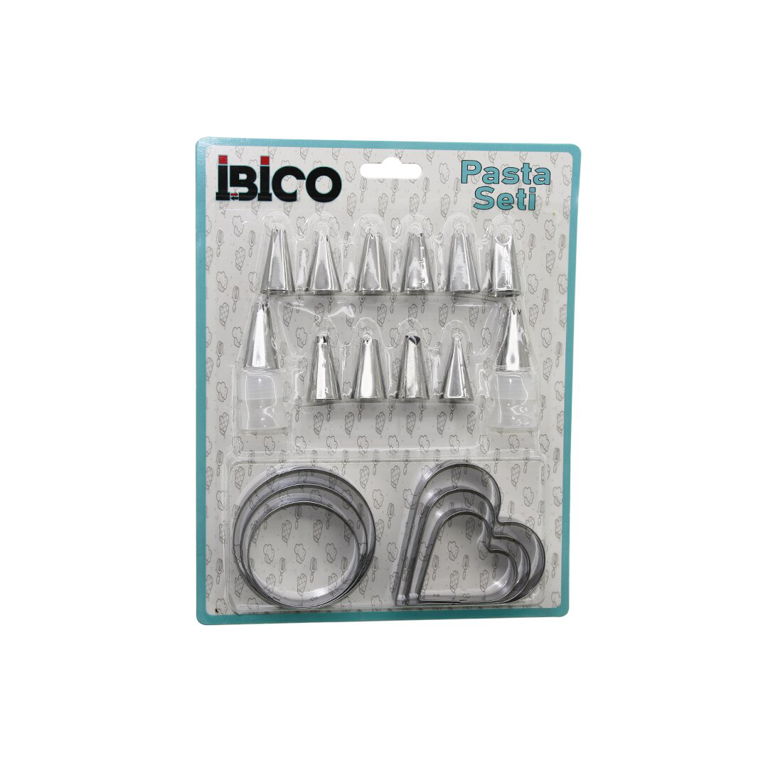 20PCS PASTA SÜSLEME UÇ SETİ= 12-METAL KURABİYE KALIP METAL=3-KALP