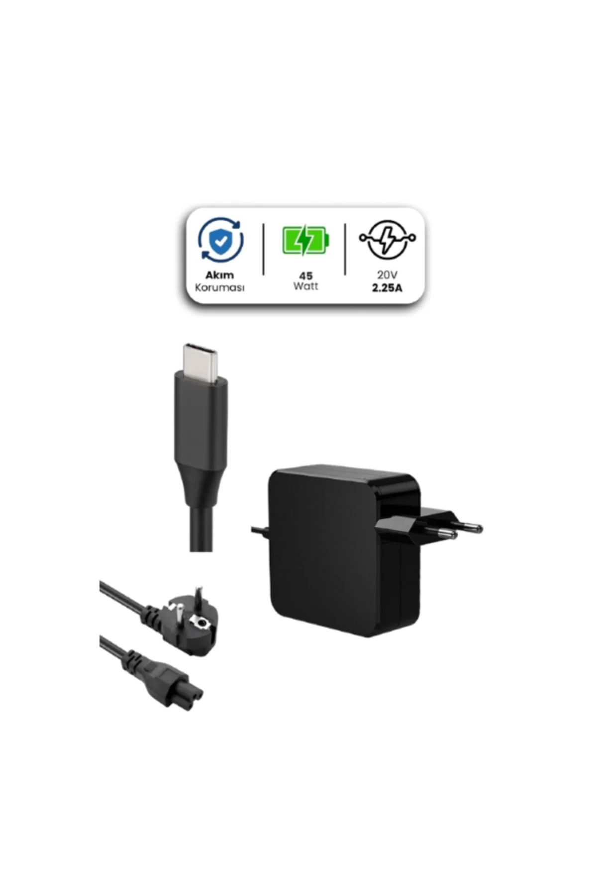 20V 2.25A TYPE-C 45W . İçin Laptop Adaptör