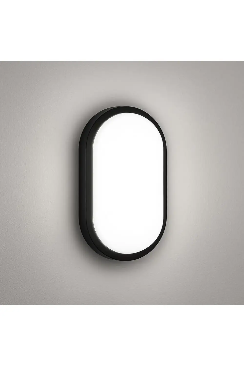 20W IP65 Oval Siyah LED Tavan ve Duvar Lambası | 6500K Beyaz Işık