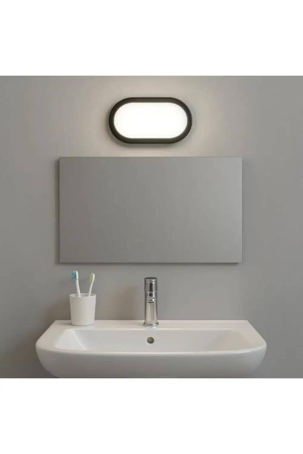20W IP65 Oval Siyah LED Tavan ve Duvar Lambası | 6500K Beyaz Işık