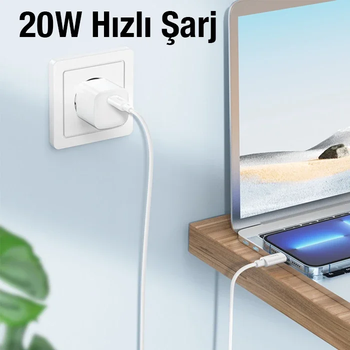 20W Type-C to iPhone Lightning Hızlı Şarj ve Veri Kablosu - 1 Metre