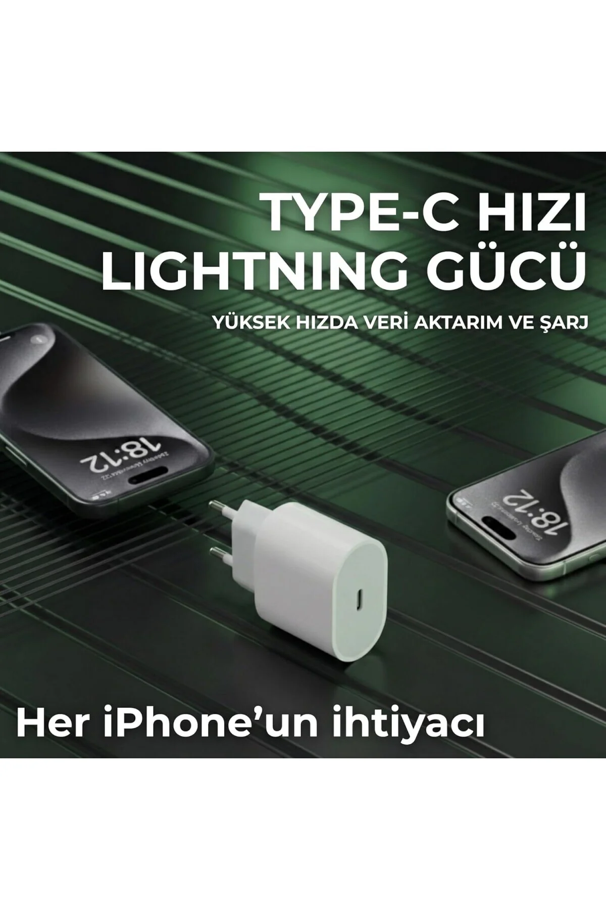 20W USB-C to Lightning PD Hızlı Şarj Seti | 1 Metre iPhone Şarj Kablosu Dahil | Dinami