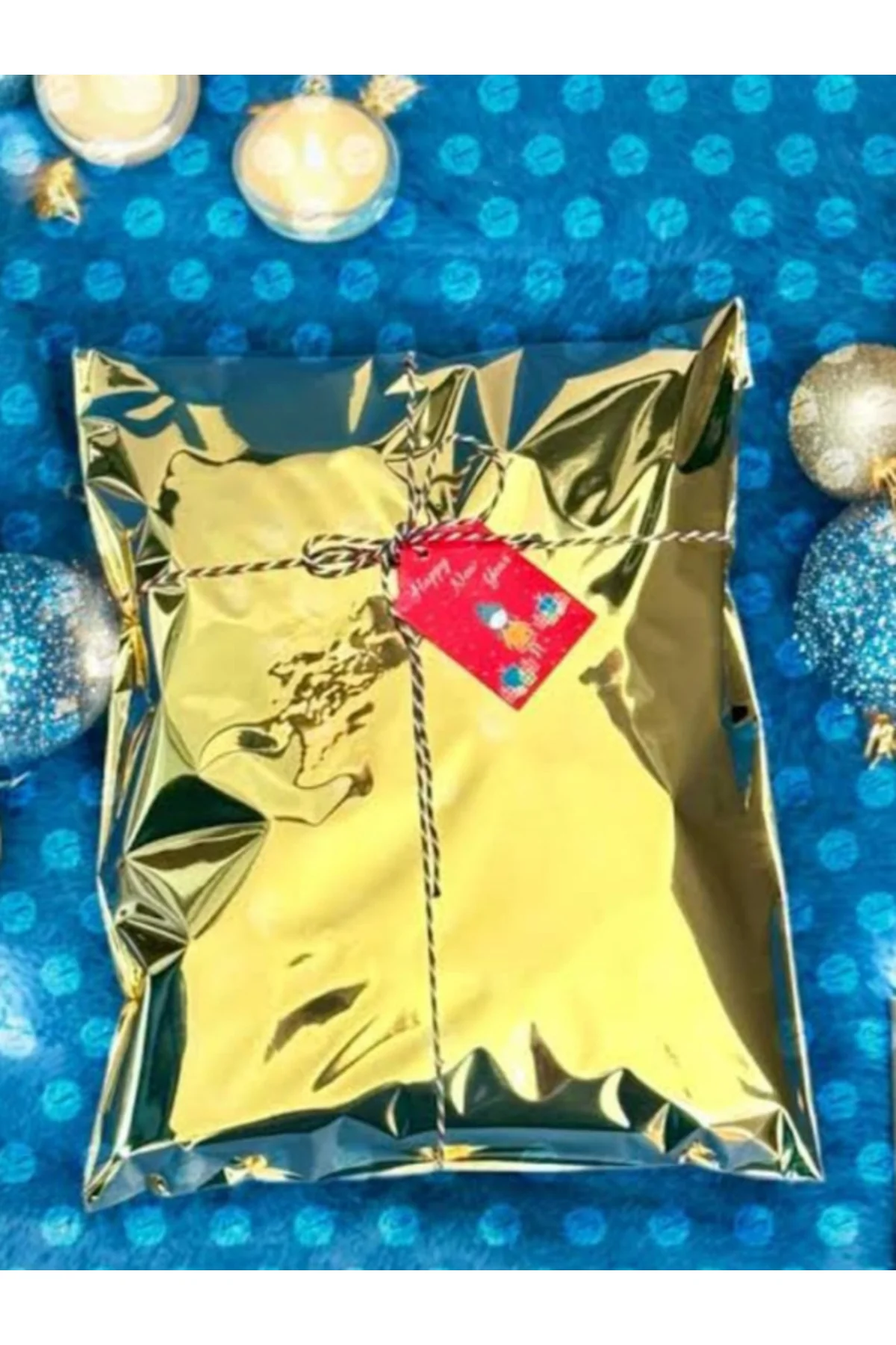 20x35 Cm Altın Sarı Gold 10 Adet Yapışkanlı Metalize Hediye Poşet