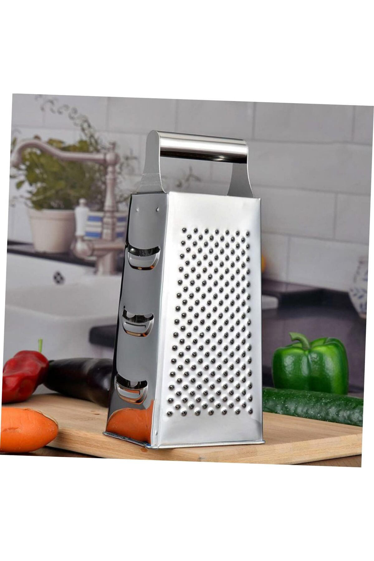 21 cm Paslanmaz Çelik Mutfak Rendesi Patates Peynir Meyve Dilimle