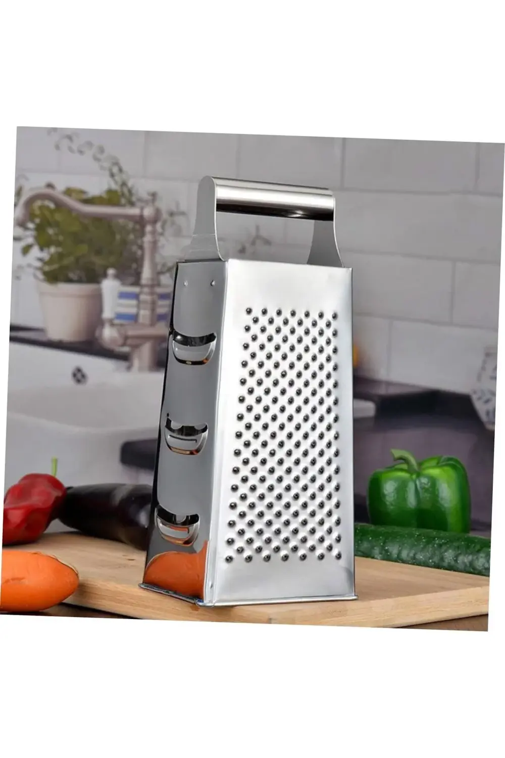 21 cm Paslanmaz Çelik Mutfak Rendesi Patates Peynir Meyve Dilimle